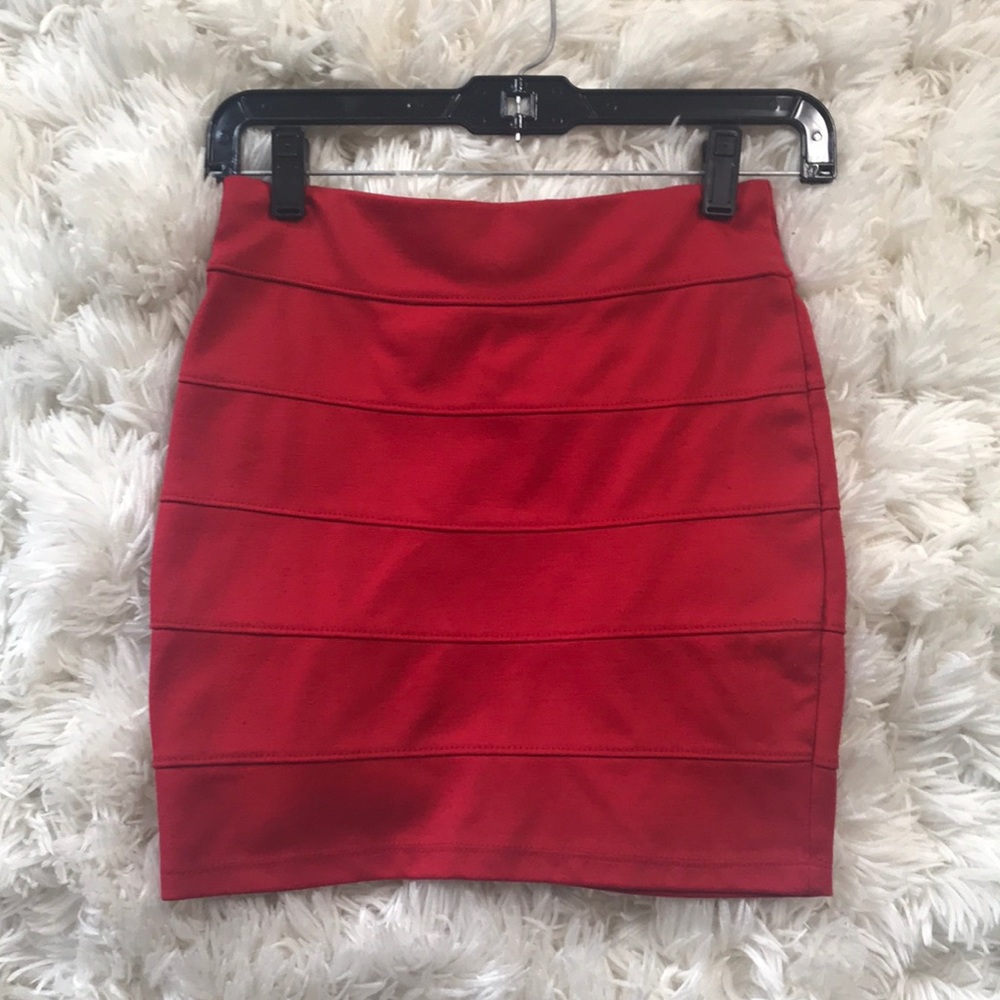 Small cute red striped mini skirt